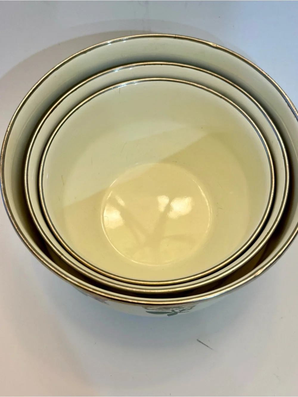 VTG Tabletops Unlimited Botanical Gardens Enamel Nesting Mixing Bowls Set of 3
